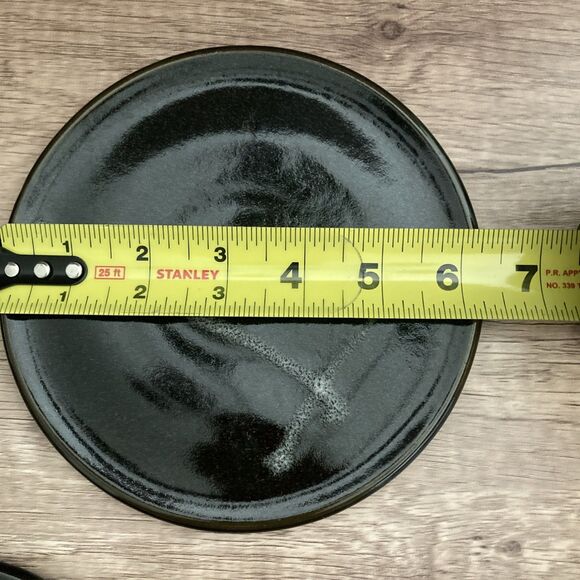 Art Pottery Small Flat Plates Set of 3 Black Glossy Fine Dining Sushi Plate - Picture 8 of 10